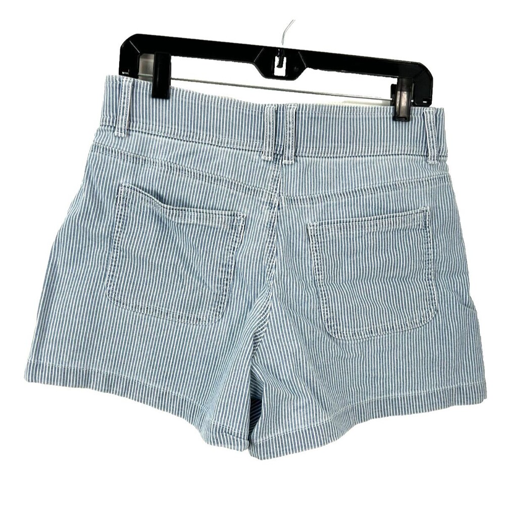 Draper James Women Blue White Sz 8 Welt Pocket High Rise Railroad Stripe Shorts - Picture 7 of 11